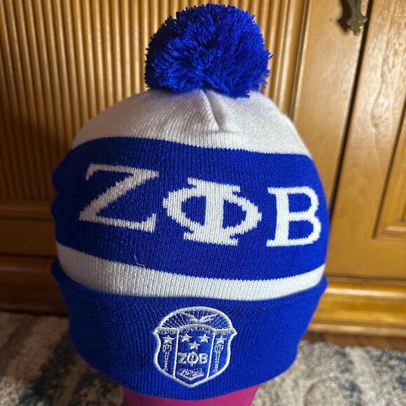 New Zeta Phi Beta Winter Knit Beanie w/Pompom - Picture 2 of 6